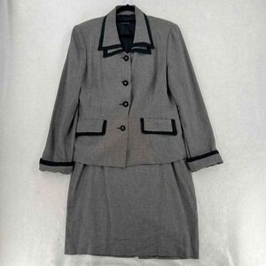 ABS 2pc Suit Collection Sleeveless A-Line Woven Tweed Black Dress Jacket Sz 12